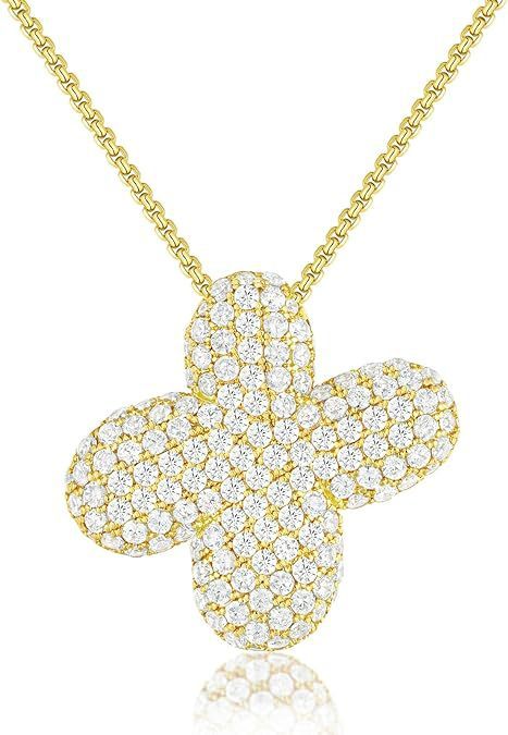 A-Z Zircon Balloon English Letter Necklace, Gold & Silver