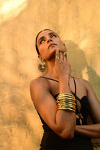 Bold Boho Brass Bangles - Classic wide bangles.