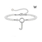A-Z Letter Pendant Pearl Bracelet