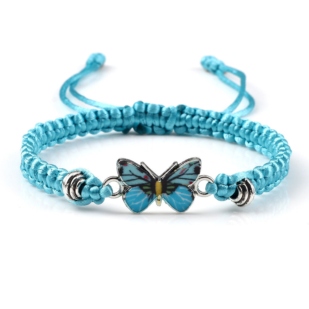 Adjustable Couple Butterfly Buckle Braided Bracelet