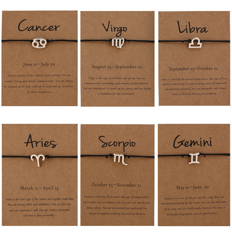 12 Constellation Zodiac Sign Bracelet for Couples