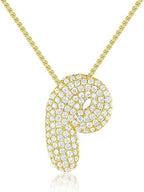 A-Z Zircon Balloon English Letter Necklace, Gold & Silver