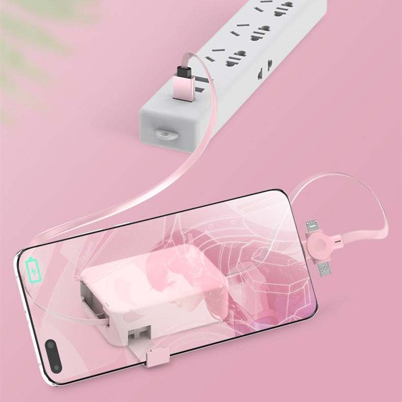 4-in-1 Retractable USB Cable with Phone Stand & Storage Box