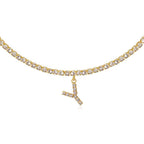 A-Z Letter Zircon Necklace, Silver & Gold