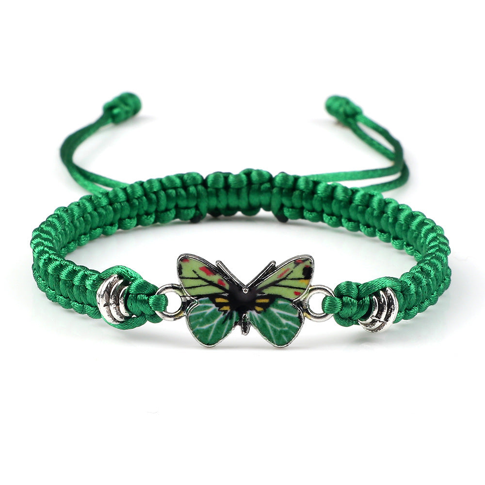 Adjustable Couple Butterfly Buckle Braided Bracelet