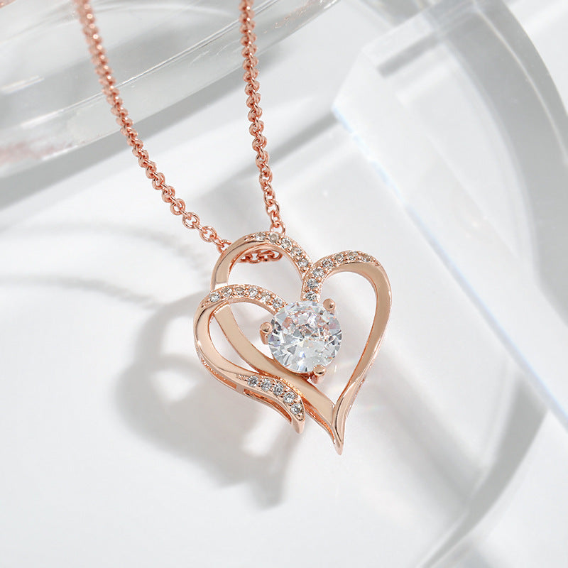 Heart Shaped Zircon Double Love Necklace