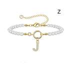 A-Z Letter Pendant Pearl Bracelet