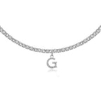 A-Z Letter Zircon Necklace, Silver & Gold
