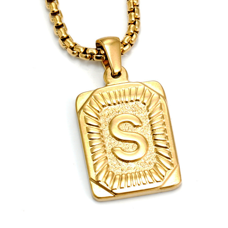A-Z Alphabet Titanium Steel Letter Pendant Necklace