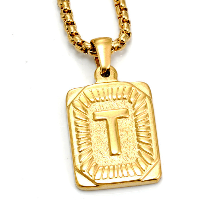 A-Z Alphabet Titanium Steel Letter Pendant Necklace