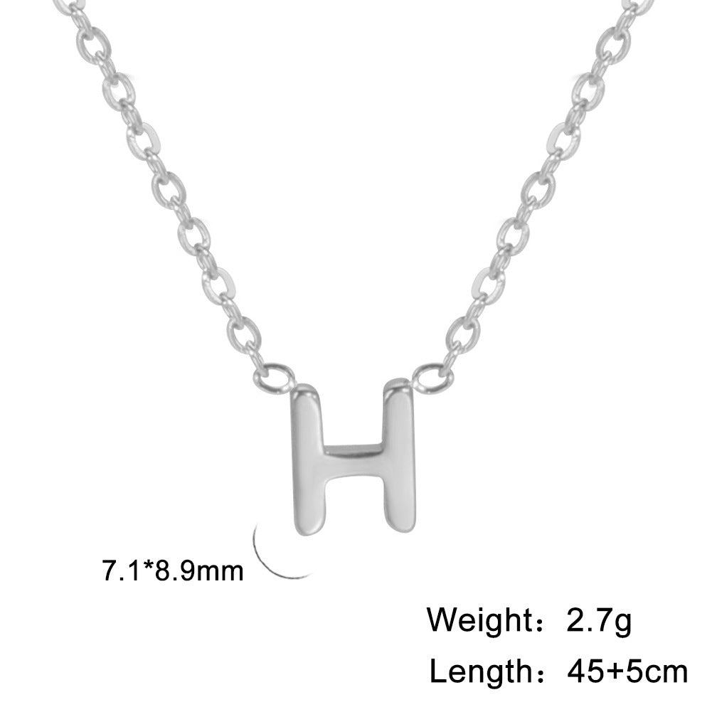 26 English Letter Steel Color Necklace