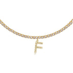 A-Z Letter Zircon Necklace, Silver & Gold