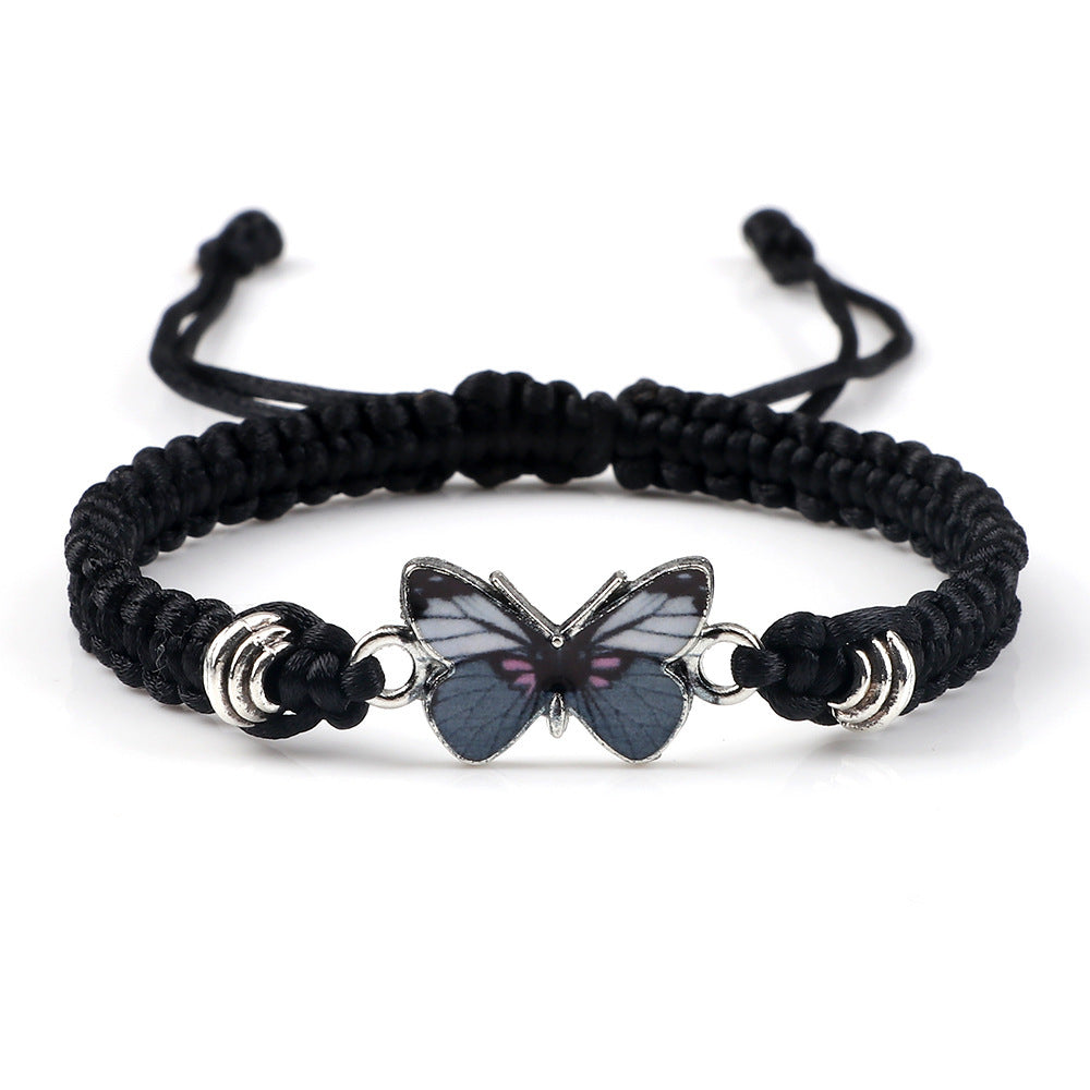 Adjustable Couple Butterfly Buckle Braided Bracelet