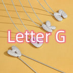 A-Z Zircon Balloon English Letter Necklace, Gold & Silver