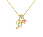 A-Z Alphabet Elegant Blue Heart Necklace with Zircons