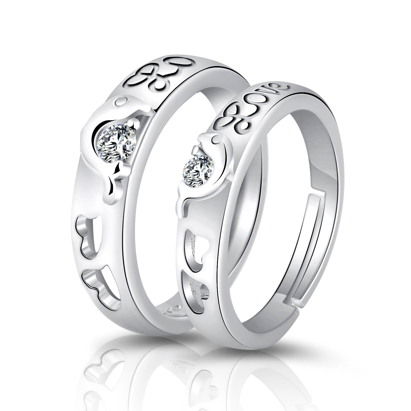 Moissanite Engagement Couple Rings