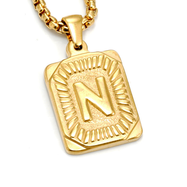 A-Z Alphabet Titanium Steel Letter Pendant Necklace