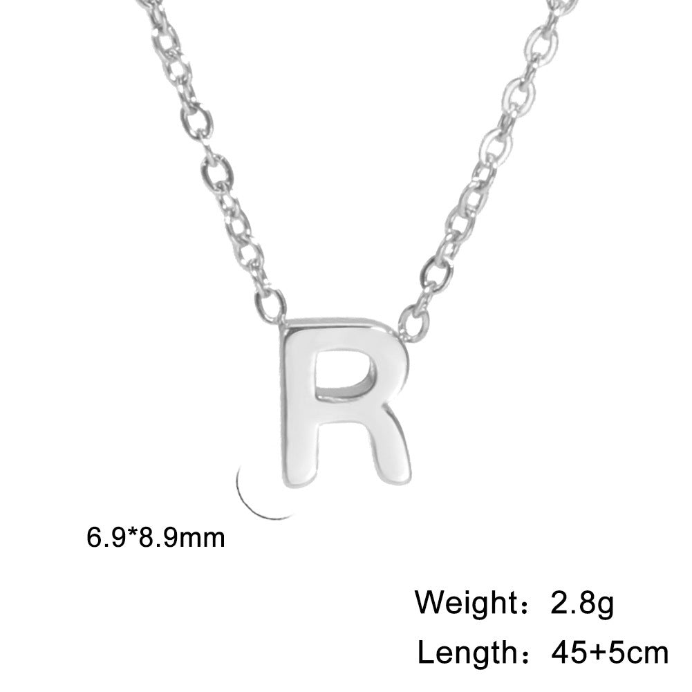 26 English Letter Steel Color Necklace