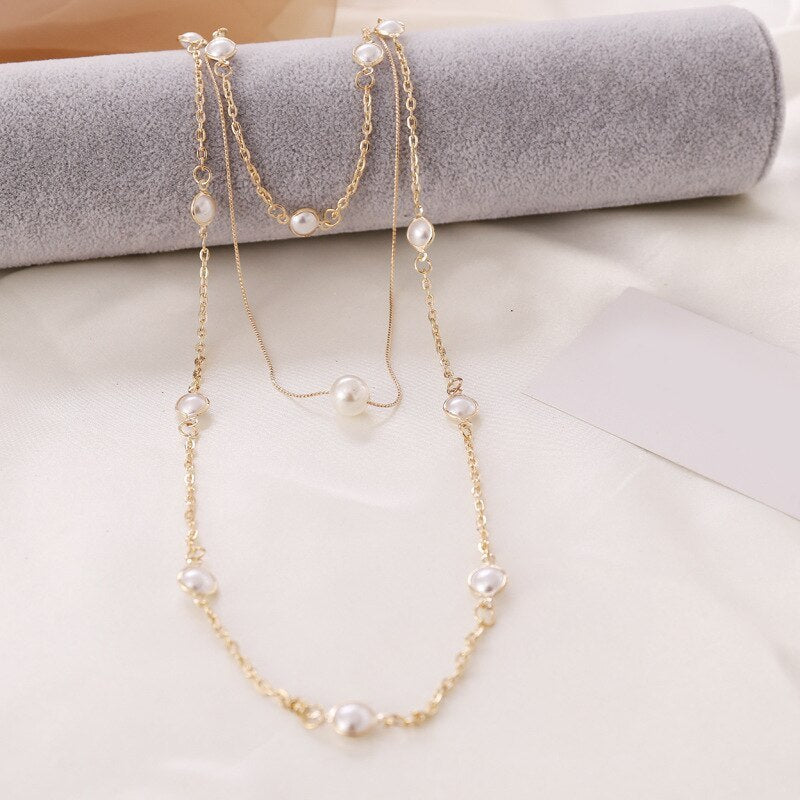 All-Match Pearl Necklace Set with Earrings