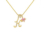 A-Z Alphabet Elegant Blue Heart Necklace with Zircons