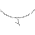 A-Z Letter Zircon Necklace, Silver & Gold