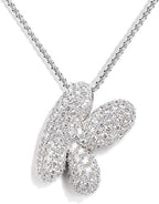 A-Z Zircon Balloon English Letter Necklace, Gold & Silver