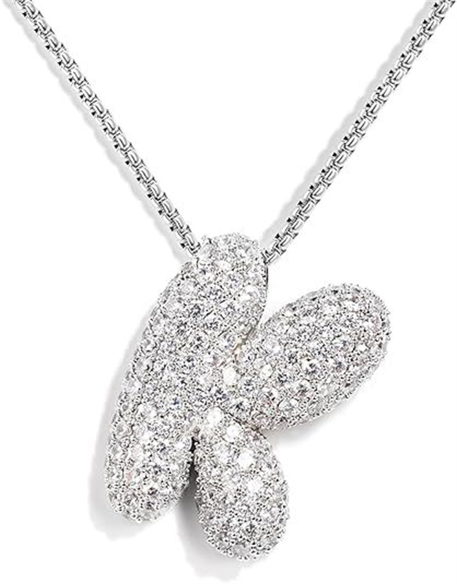 A-Z Zircon Balloon English Letter Necklace, Gold & Silver