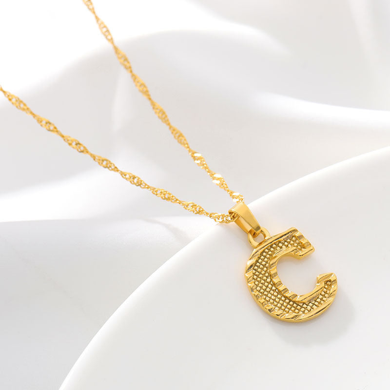 Gold Initial Letter Necklace – 18K Gold Plated A–Z Alphabet