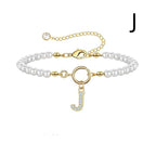 A-Z Letter Pendant Pearl Bracelet