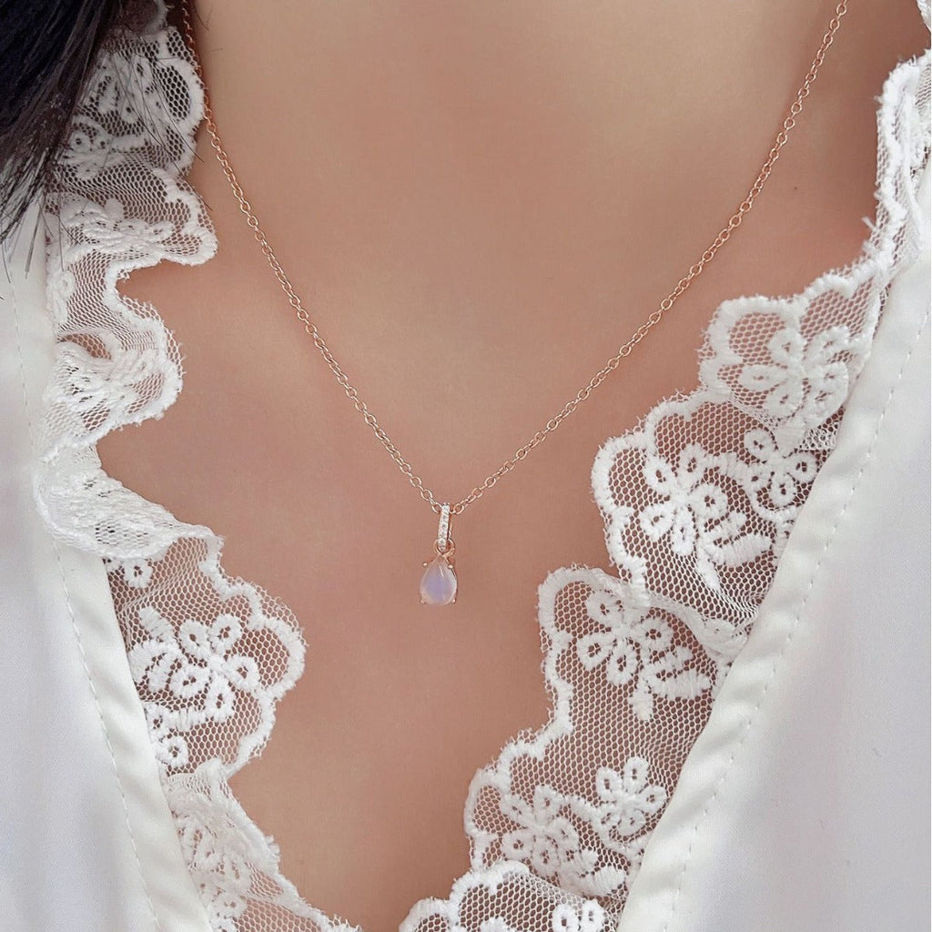 925 Silver Water Drop Moonstone Necklace