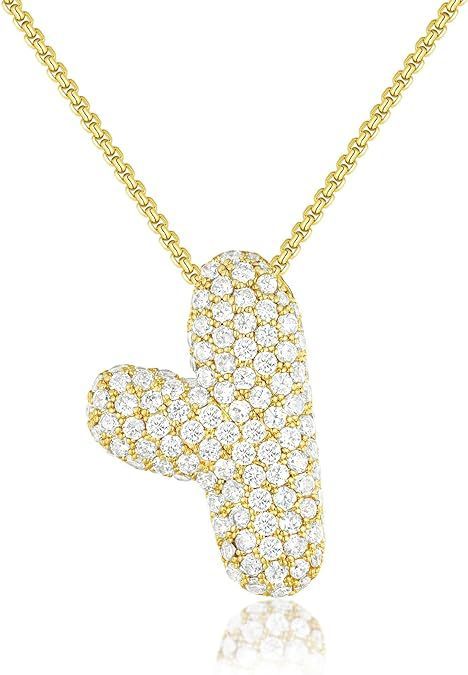 A-Z Zircon Balloon English Letter Necklace, Gold & Silver