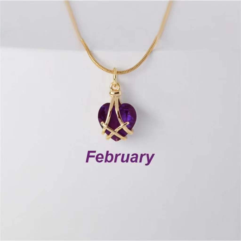 Birthstone Princess Style Love Necklace