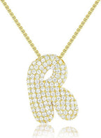 A-Z Zircon Balloon English Letter Necklace, Gold & Silver