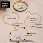 4-Piece Green Diamond Stretch Bracelet Set