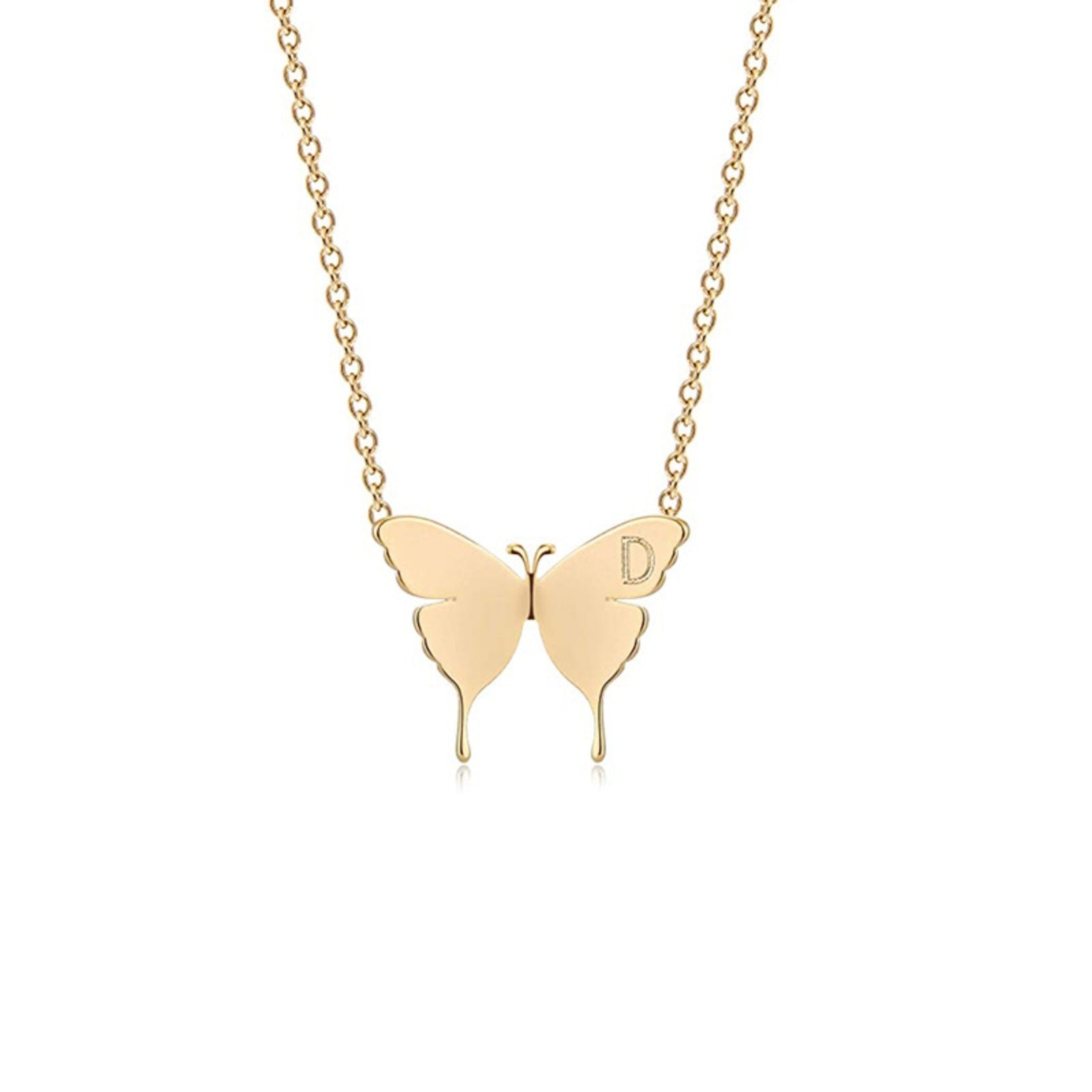 A-Z Initial Butterfly Pendant Necklace