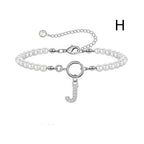 A-Z Letter Pendant Pearl Bracelet