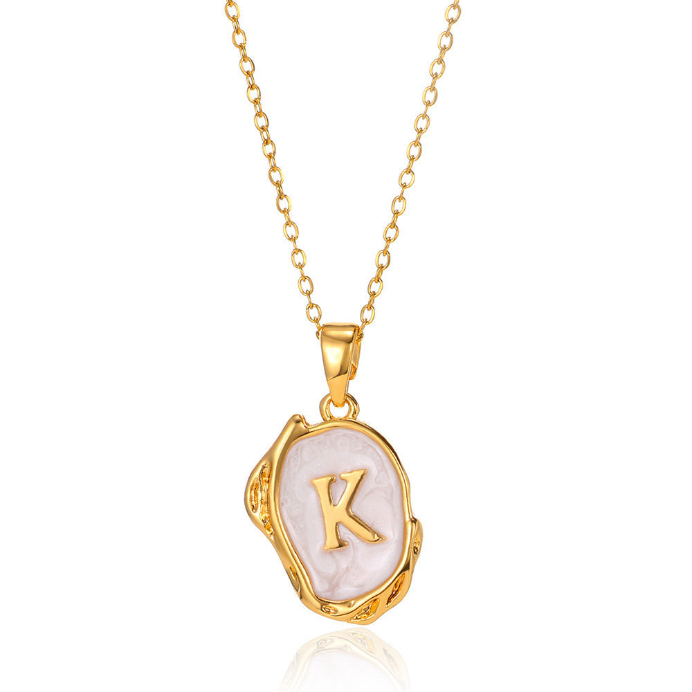 26 Letters Drop Oil Three Dimensional Necklace