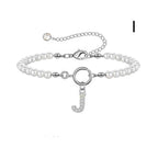 A-Z Letter Pendant Pearl Bracelet