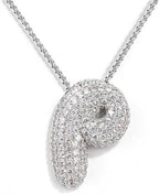 A-Z Zircon Balloon English Letter Necklace, Gold & Silver