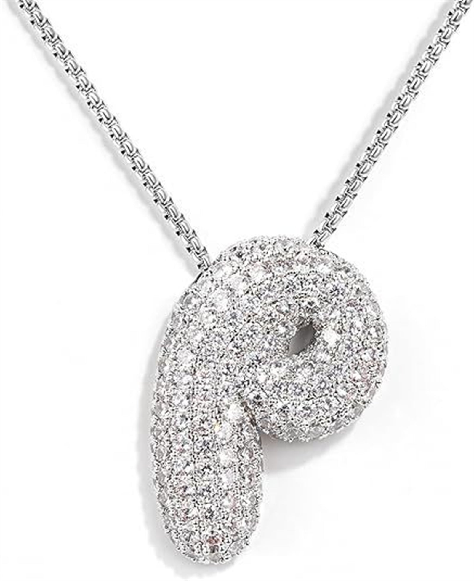 A-Z Zircon Balloon English Letter Necklace, Gold & Silver