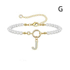 A-Z Letter Pendant Pearl Bracelet