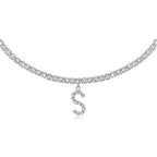 A-Z Letter Zircon Necklace, Silver & Gold
