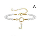 A-Z Letter Pendant Pearl Bracelet