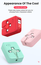 4-in-1 Retractable USB Cable with Phone Stand & Storage Box
