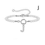 A-Z Letter Pendant Pearl Bracelet
