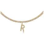 A-Z Letter Zircon Necklace, Silver & Gold