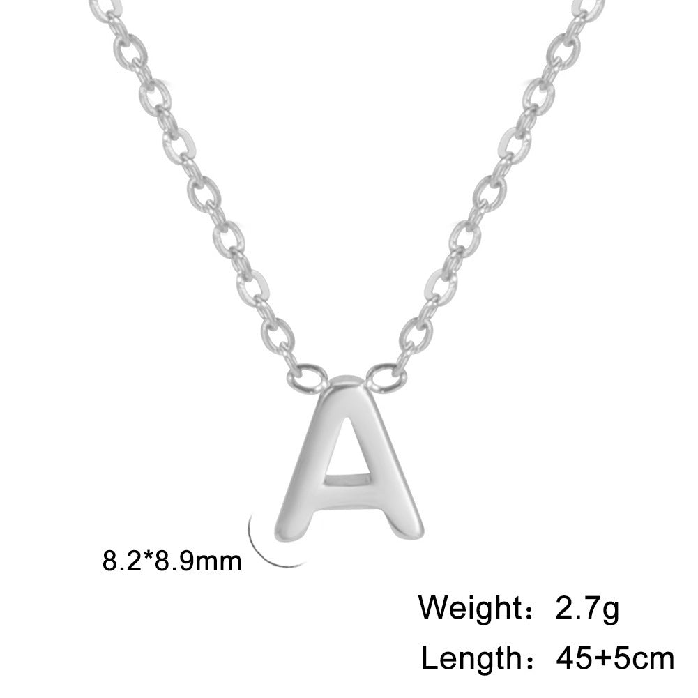 26 English Letter Steel Color Necklace