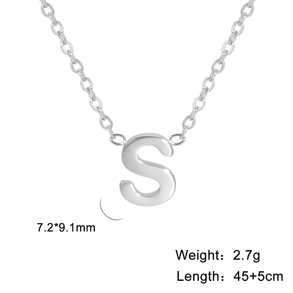 26 English Letter Steel Color Necklace