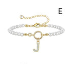 A-Z Letter Pendant Pearl Bracelet