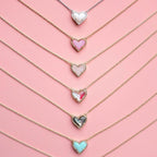 Adjustable Peach Heart Stone Necklace